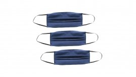 4CARS Dvojvrstvové bavlnené rúško modré bez vzoru s gumičkou 3ks