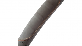 4CARS POŤAH VOLANTU 37-39CM pravá koža sivý s oranžovým obšitím